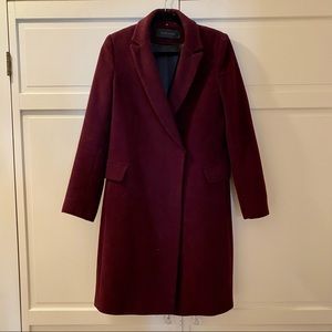 Maroon Elie Tahari shawl collar wool coat